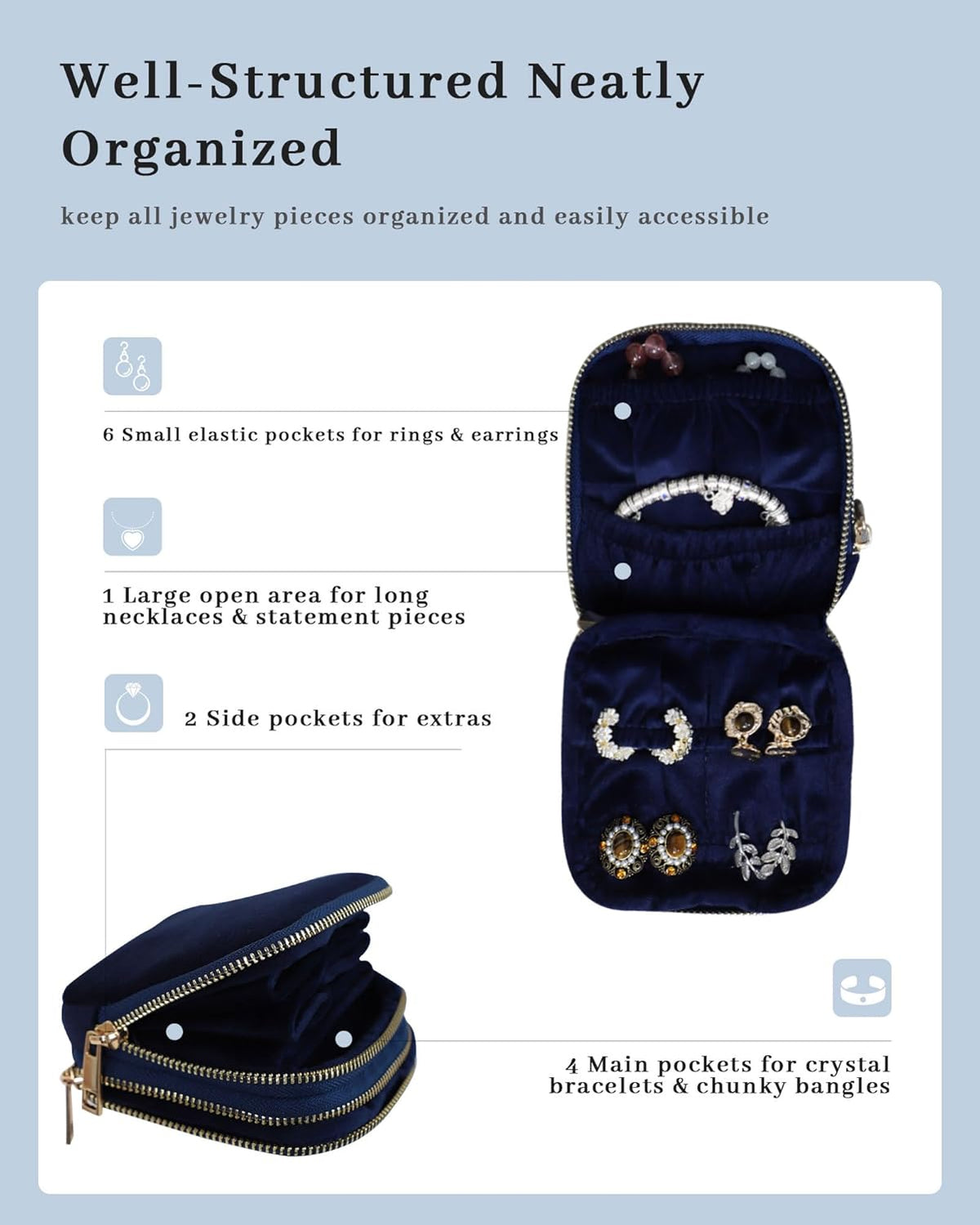 Travel Jewelry Case Organizer for Women Wedding Gifts Portable Velvet Pouches for Travel Essentials Jewelry Crystal Bracelets Necklace Storage, Ring Holder Green Tassel