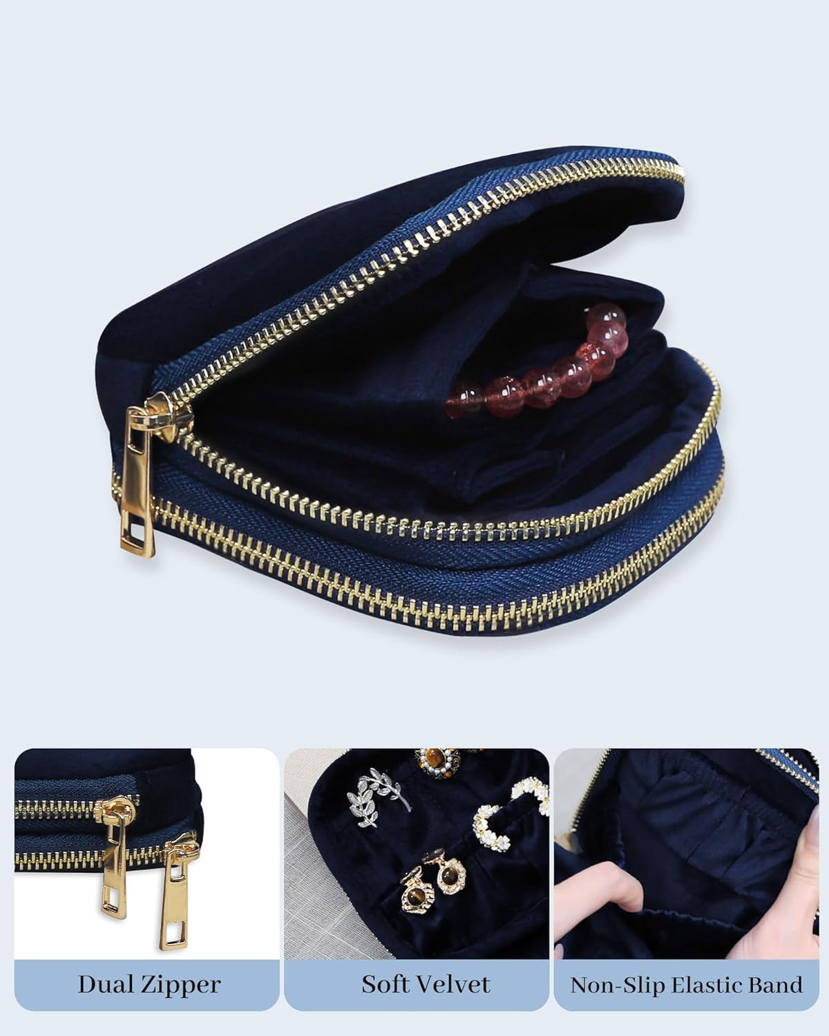 Travel Jewelry Case Organizer for Women Wedding Gifts Portable Velvet Pouches for Travel Essentials Jewelry Crystal Bracelets Necklace Storage, Ring Holder Green Tassel