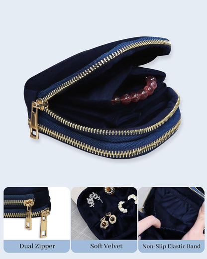 Travel Jewelry Case Organizer for Women Wedding Gifts Portable Velvet Pouches for Travel Essentials Jewelry Crystal Bracelets Necklace Storage, Ring Holder Green Tassel