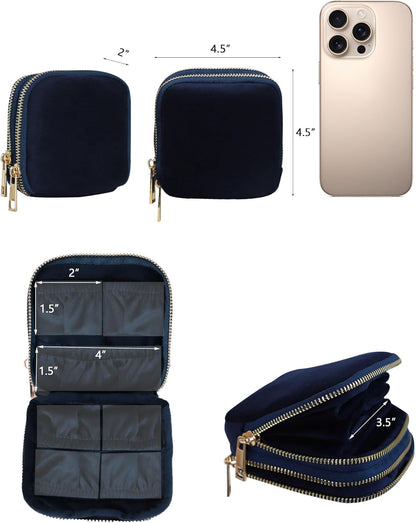 Travel Jewelry Case Organizer for Women Wedding Gifts Portable Velvet Pouches for Travel Essentials Jewelry Crystal Bracelets Necklace Storage, Ring Holder Green Tassel