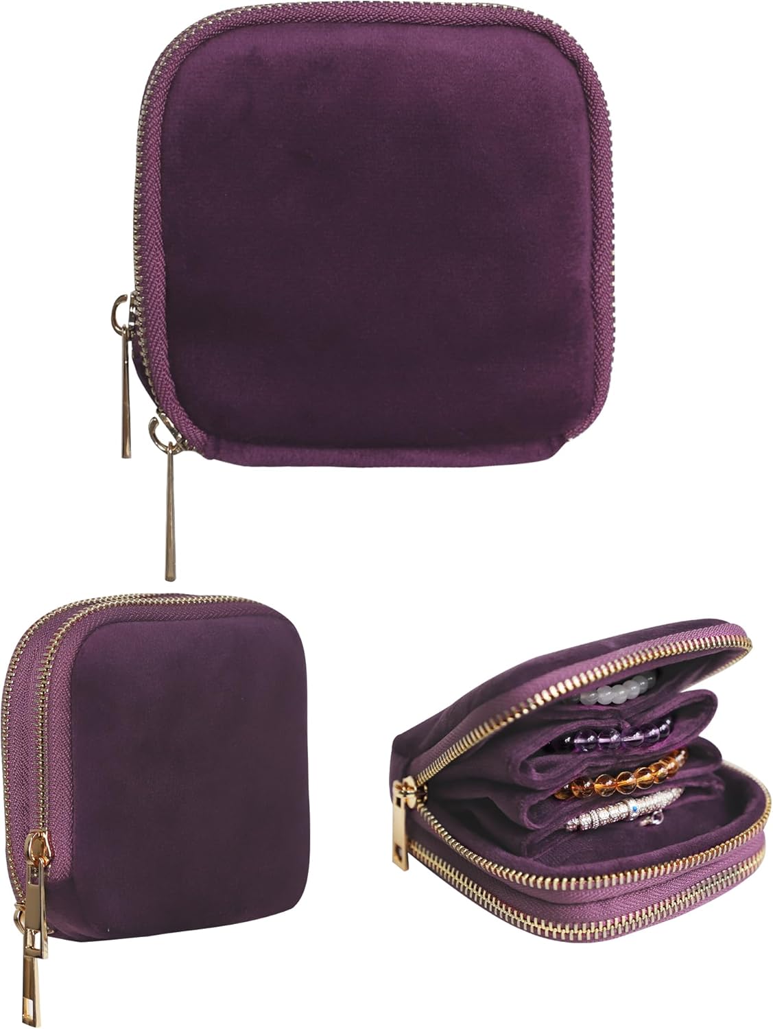 Travel Jewelry Case Organizer for Women Wedding Gifts Portable Velvet Pouches for Travel Essentials Jewelry Crystal Bracelets Necklace Storage, Ring Holder Green Tassel