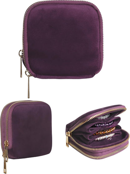 Travel Jewelry Case Organizer for Women Wedding Gifts Portable Velvet Pouches for Travel Essentials Jewelry Crystal Bracelets Necklace Storage, Ring Holder Green Tassel