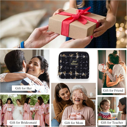 Travel Jewelry Case Organizer for Women Wedding Gifts Portable Velvet Pouches for Travel Essentials Jewelry Crystal Bracelets Necklace Storage, Ring Holder Green Tassel