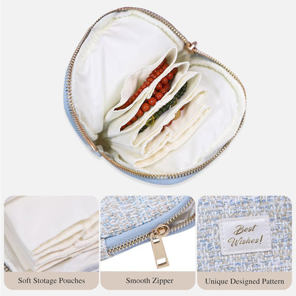 Travel Jewelry Case Organizer for Women Wedding Gifts Portable Velvet Pouches for Travel Essentials Jewelry Crystal Bracelets Necklace Storage, Ring Holder Green Tassel