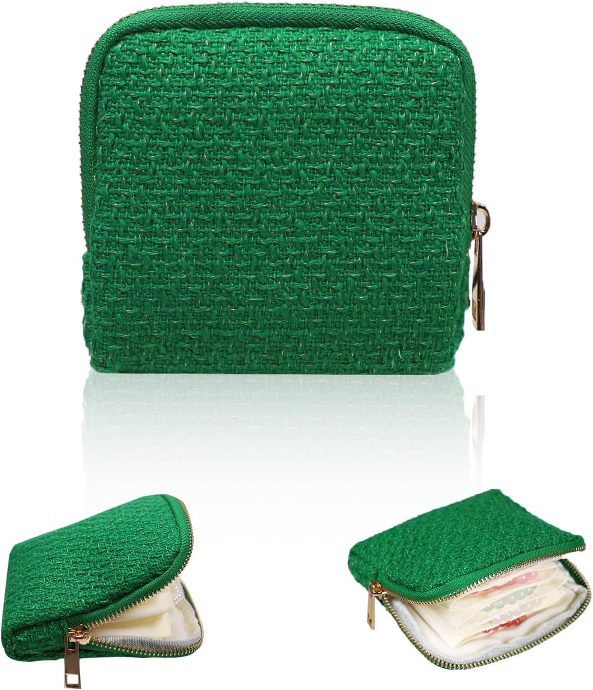 Travel Jewelry Case Organizer for Women Wedding Gifts Portable Velvet Pouches for Travel Essentials Jewelry Crystal Bracelets Necklace Storage, Ring Holder Green Tassel
