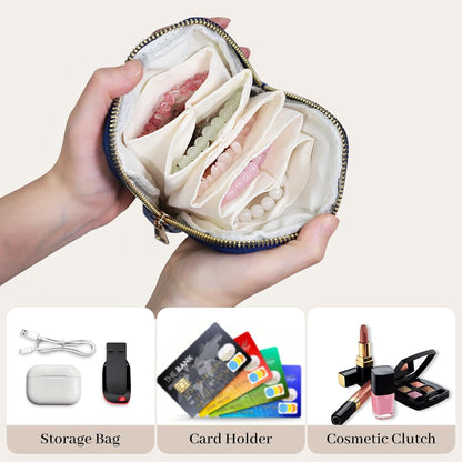 Travel Jewelry Case Organizer for Women Wedding Gifts Portable Velvet Pouches for Travel Essentials Jewelry Crystal Bracelets Necklace Storage, Ring Holder Green Tassel
