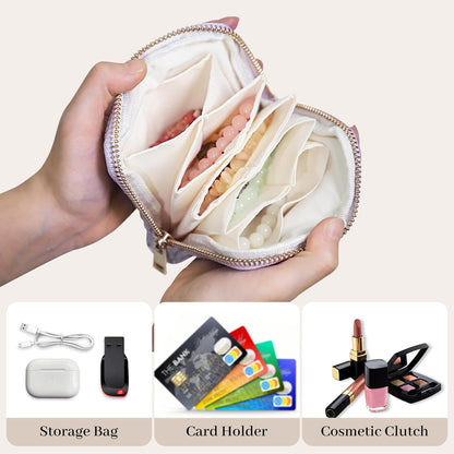 Travel Jewelry Case Organizer for Women Wedding Gifts Portable Velvet Pouches for Travel Essentials Jewelry Crystal Bracelets Necklace Storage, Ring Holder Green Tassel