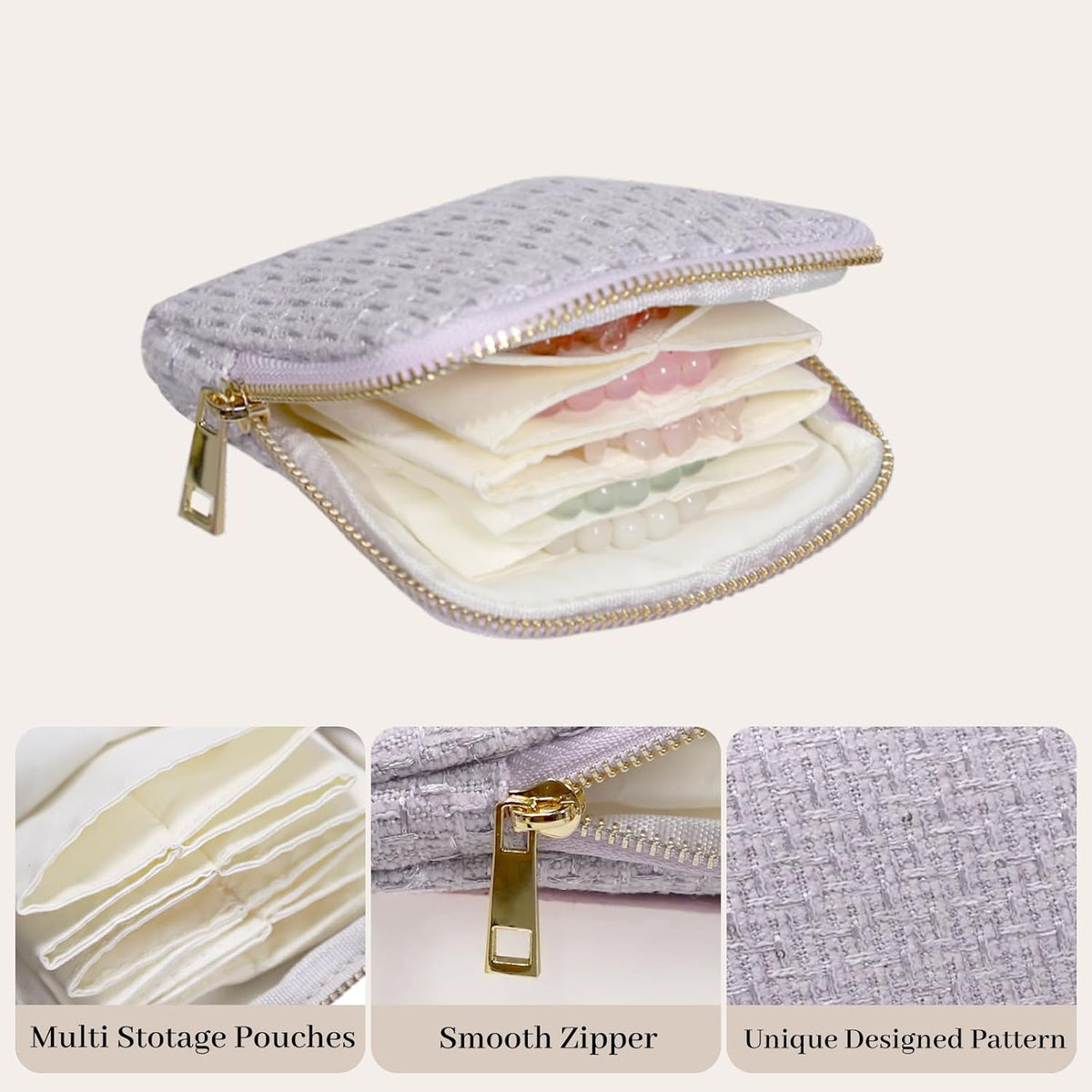 Travel Jewelry Case Organizer for Women Wedding Gifts Portable Velvet Pouches for Travel Essentials Jewelry Crystal Bracelets Necklace Storage, Ring Holder Green Tassel