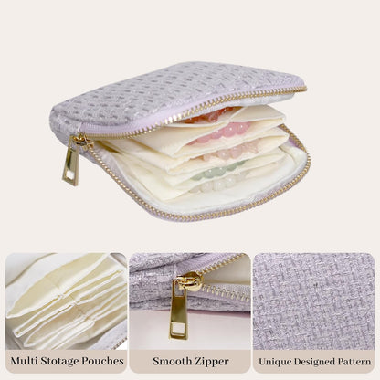 Travel Jewelry Case Organizer for Women Wedding Gifts Portable Velvet Pouches for Travel Essentials Jewelry Crystal Bracelets Necklace Storage, Ring Holder Green Tassel