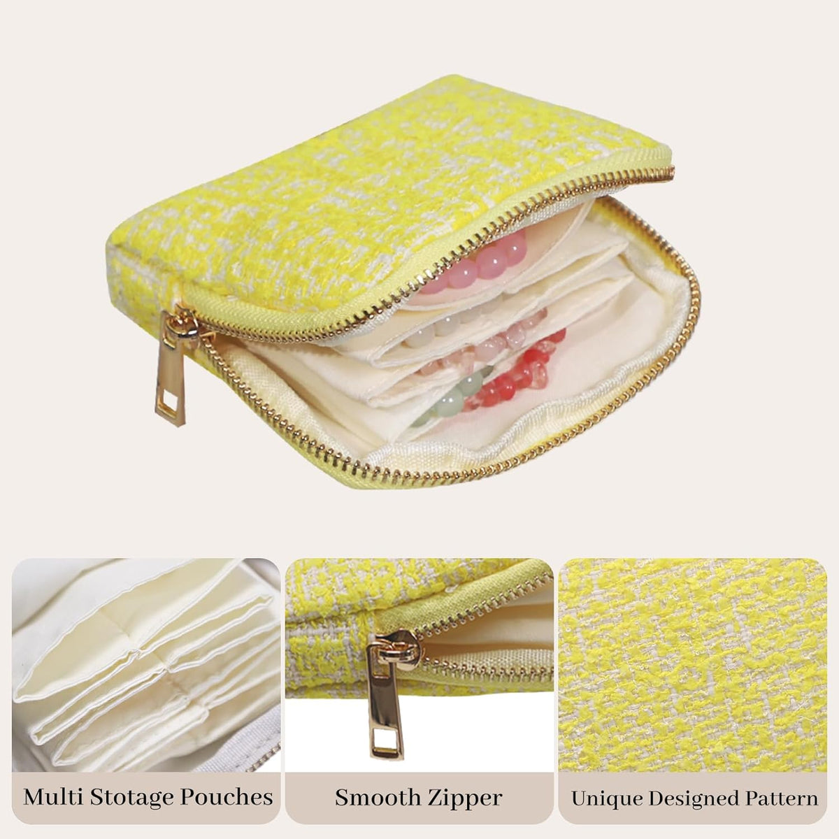 Travel Jewelry Case Organizer for Women Wedding Gifts Portable Velvet Pouches for Travel Essentials Jewelry Crystal Bracelets Necklace Storage, Ring Holder Green Tassel