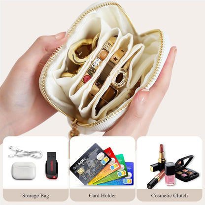 Travel Jewelry Case Organizer for Women Wedding Gifts Portable Velvet Pouches for Travel Essentials Jewelry Crystal Bracelets Necklace Storage, Ring Holder Green Tassel