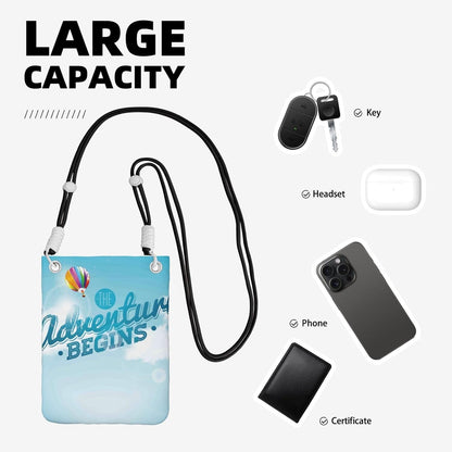 The Travel Adventure Begins for Crossbody Phone Bag, Small & Lightweight Crossbody Purse for Women with Adjustable Strap, Water-Resistant Daily Commuter Bag for Phone, Wallet, Keys