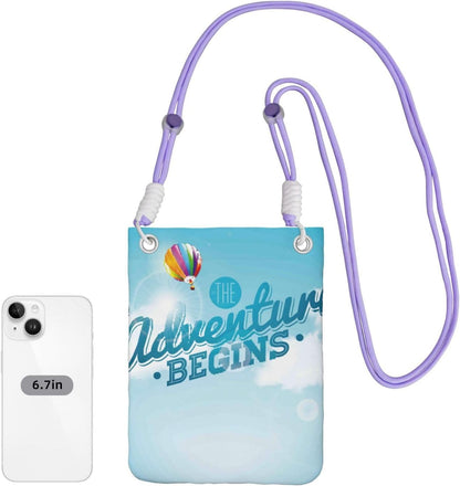 The Travel Adventure Begins for Crossbody Phone Bag, Small & Lightweight Crossbody Purse for Women with Adjustable Strap, Water-Resistant Daily Commuter Bag for Phone, Wallet, Keys