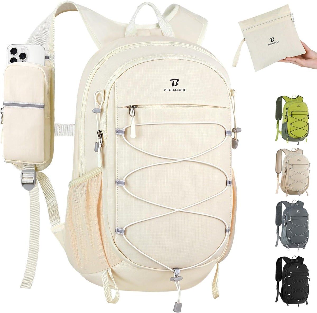 Hiking Backpack 15L Small Backpack Packable Day pack Water Resistant Lightweight Travel Backpack for Women Men with Shoulder Strap Pockets for Hiking Camping Outdoor, Grey