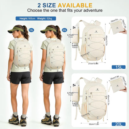 Hiking Backpack 15L Small Backpack Packable Day pack Water Resistant Lightweight Travel Backpack for Women Men with Shoulder Strap Pockets for Hiking Camping Outdoor, Grey