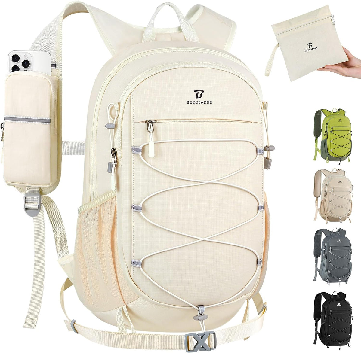 Hiking Backpack 15L Small Backpack Packable Day pack Water Resistant Lightweight Travel Backpack for Women Men with Shoulder Strap Pockets for Hiking Camping Outdoor, Grey