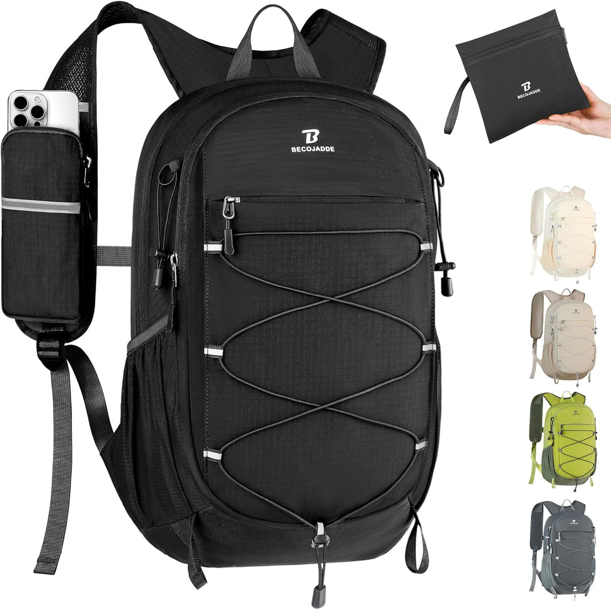 Hiking Backpack 15L Small Backpack Packable Day pack Water Resistant Lightweight Travel Backpack for Women Men with Shoulder Strap Pockets for Hiking Camping Outdoor, Grey