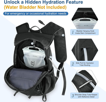 Hiking Backpack 15L Small Backpack Packable Day pack Water Resistant Lightweight Travel Backpack for Women Men with Shoulder Strap Pockets for Hiking Camping Outdoor, Grey