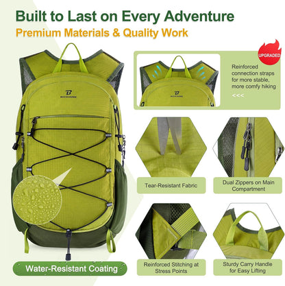 Hiking Backpack 15L Small Backpack Packable Day pack Water Resistant Lightweight Travel Backpack for Women Men with Shoulder Strap Pockets for Hiking Camping Outdoor, Grey