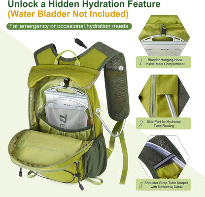 Hiking Backpack 15L Small Backpack Packable Day pack Water Resistant Lightweight Travel Backpack for Women Men with Shoulder Strap Pockets for Hiking Camping Outdoor, Grey