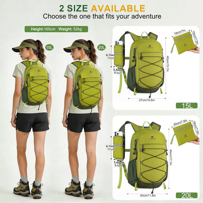 Hiking Backpack 15L Small Backpack Packable Day pack Water Resistant Lightweight Travel Backpack for Women Men with Shoulder Strap Pockets for Hiking Camping Outdoor, Grey