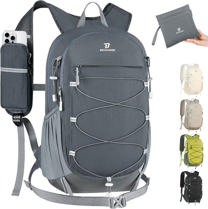Hiking Backpack 15L Small Backpack Packable Day pack Water Resistant Lightweight Travel Backpack for Women Men with Shoulder Strap Pockets for Hiking Camping Outdoor, Grey