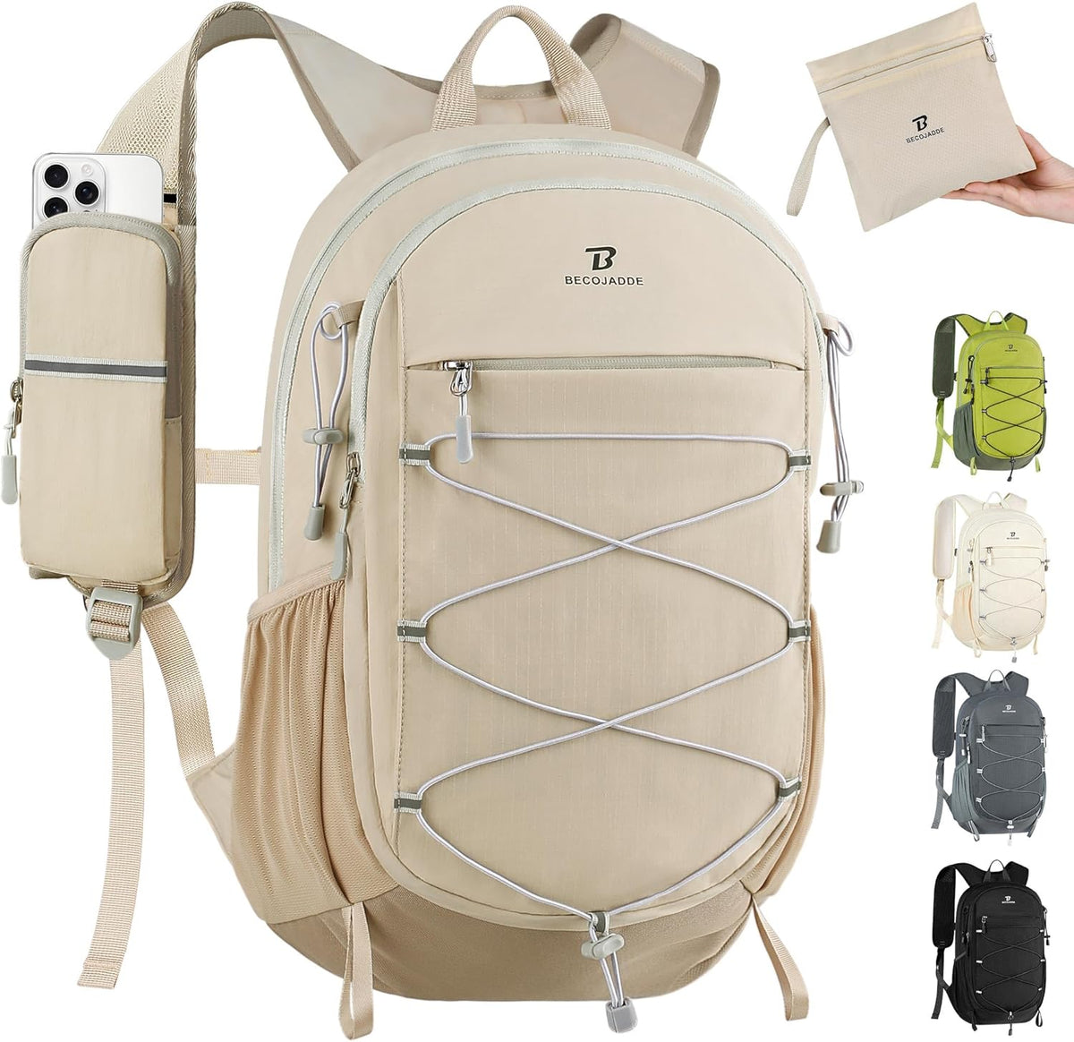 Hiking Backpack 15L Small Backpack Packable Day pack Water Resistant Lightweight Travel Backpack for Women Men with Shoulder Strap Pockets for Hiking Camping Outdoor, Grey