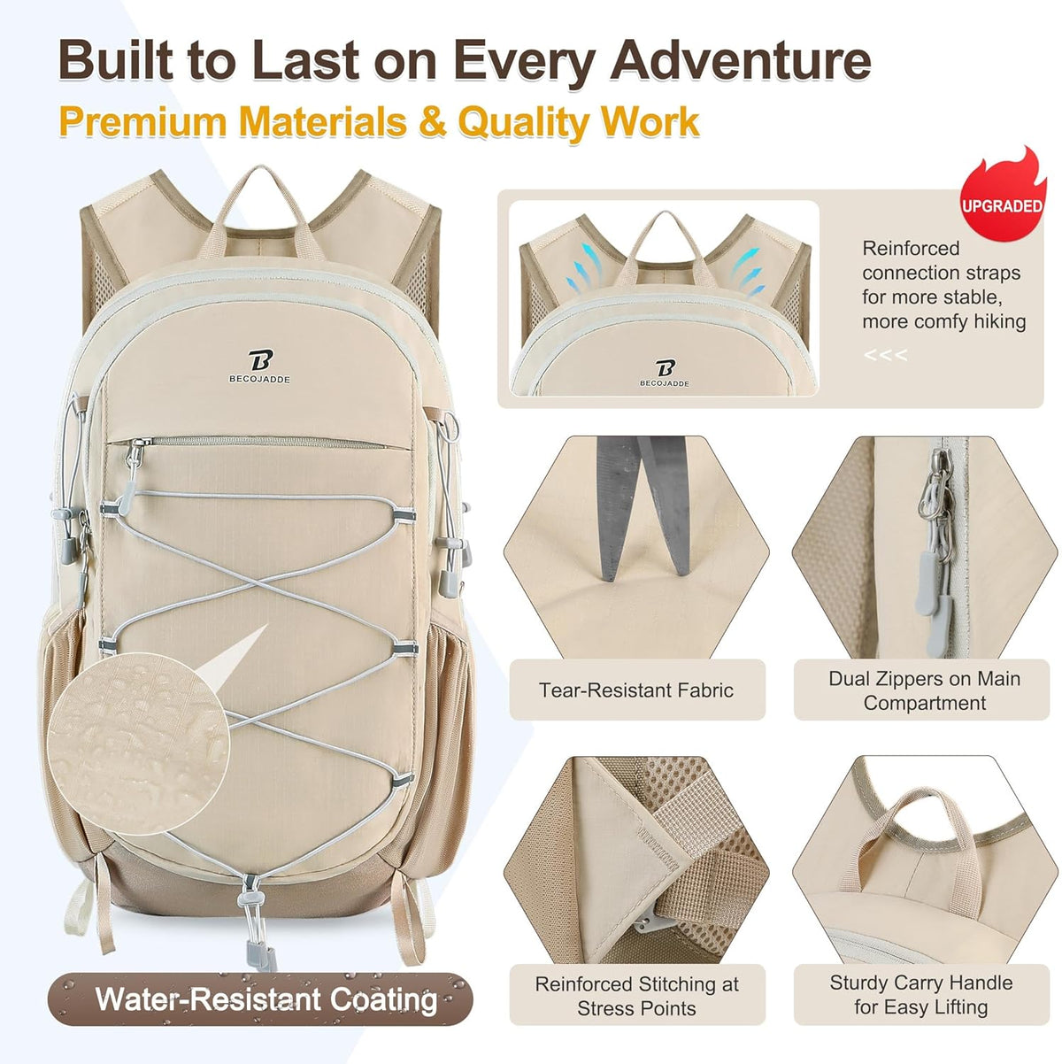 Hiking Backpack 15L Small Backpack Packable Day pack Water Resistant Lightweight Travel Backpack for Women Men with Shoulder Strap Pockets for Hiking Camping Outdoor, Grey
