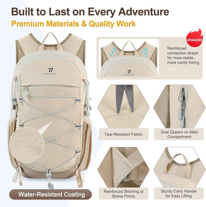 Hiking Backpack 15L Small Backpack Packable Day pack Water Resistant Lightweight Travel Backpack for Women Men with Shoulder Strap Pockets for Hiking Camping Outdoor, Grey