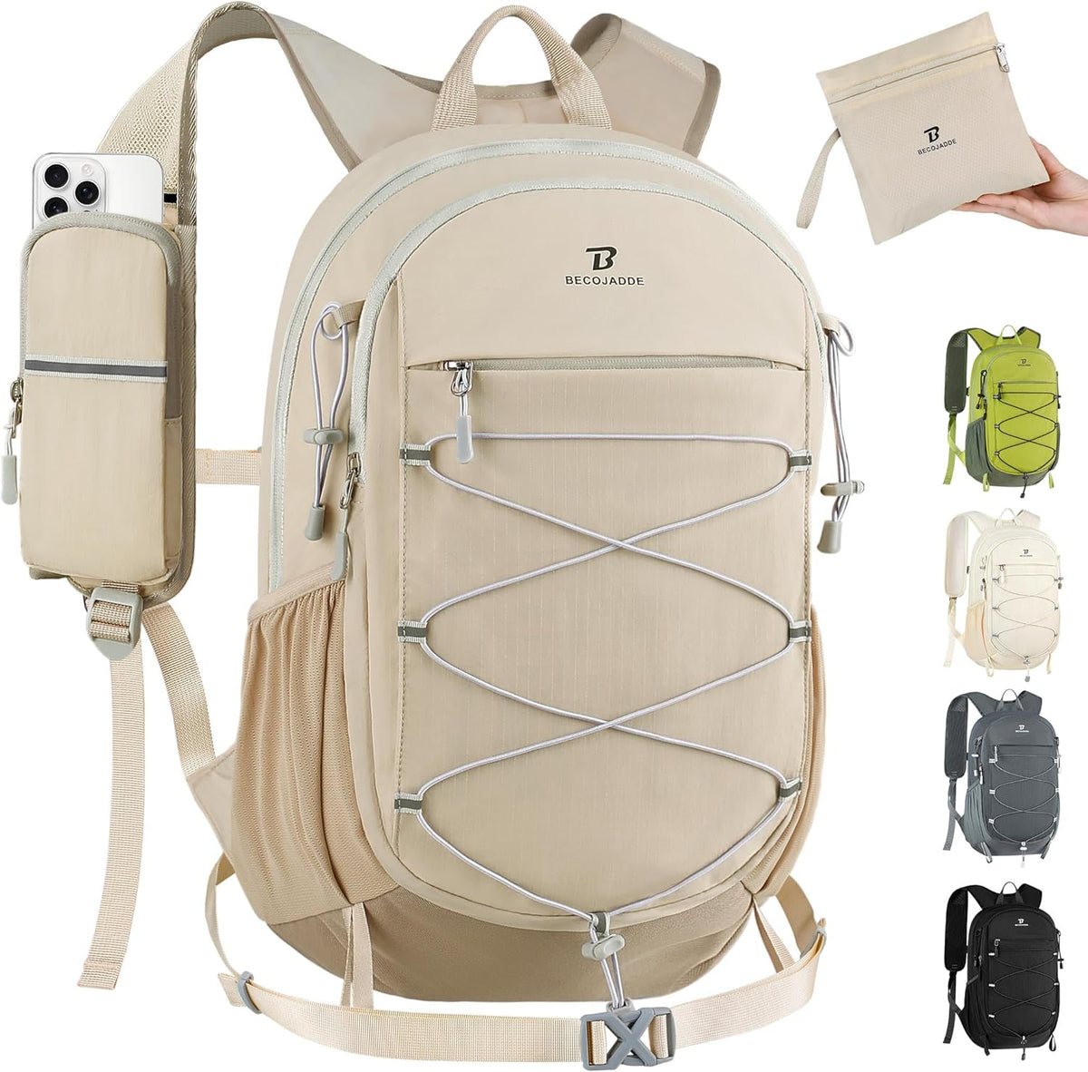 Hiking Backpack 15L Small Backpack Packable Day pack Water Resistant Lightweight Travel Backpack for Women Men with Shoulder Strap Pockets for Hiking Camping Outdoor, Grey