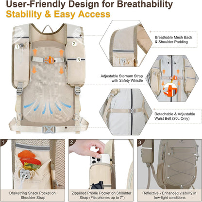 Hiking Backpack 15L Small Backpack Packable Day pack Water Resistant Lightweight Travel Backpack for Women Men with Shoulder Strap Pockets for Hiking Camping Outdoor, Grey