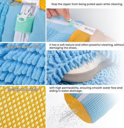 1pc Shoe Washing Machine Bag, Sneaker Laundry Bag for Washing Machine, Extra Long and Thick Microfibre Fluff, Reusable for Washer and Dryer (1pc, White)
