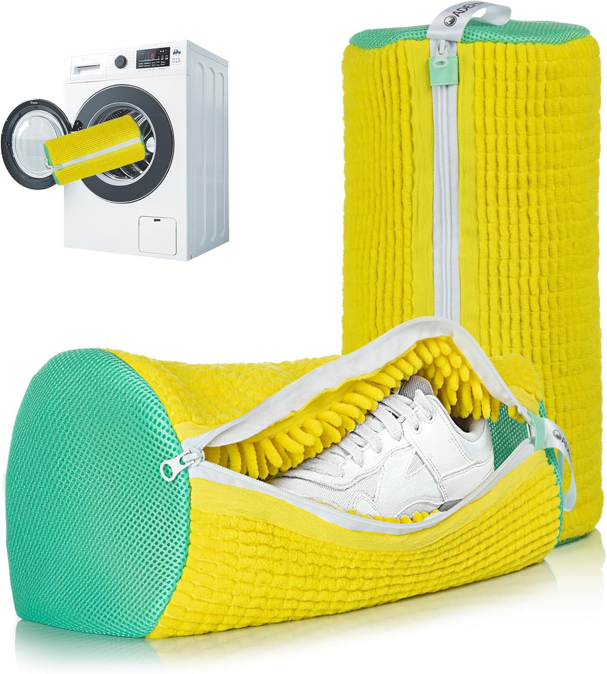 1pc Shoe Washing Machine Bag, Sneaker Laundry Bag for Washing Machine, Extra Long and Thick Microfibre Fluff, Reusable for Washer and Dryer (1pc, White)