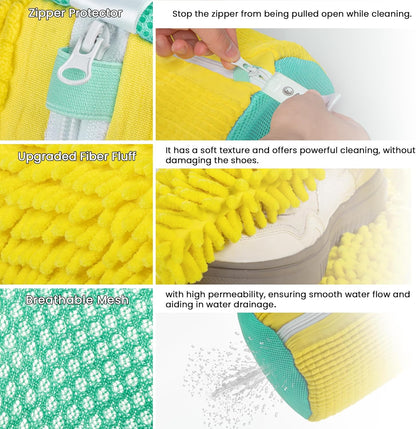 1pc Shoe Washing Machine Bag, Sneaker Laundry Bag for Washing Machine, Extra Long and Thick Microfibre Fluff, Reusable for Washer and Dryer (1pc, White)