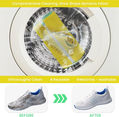 1pc Shoe Washing Machine Bag, Sneaker Laundry Bag for Washing Machine, Extra Long and Thick Microfibre Fluff, Reusable for Washer and Dryer (1pc, White)