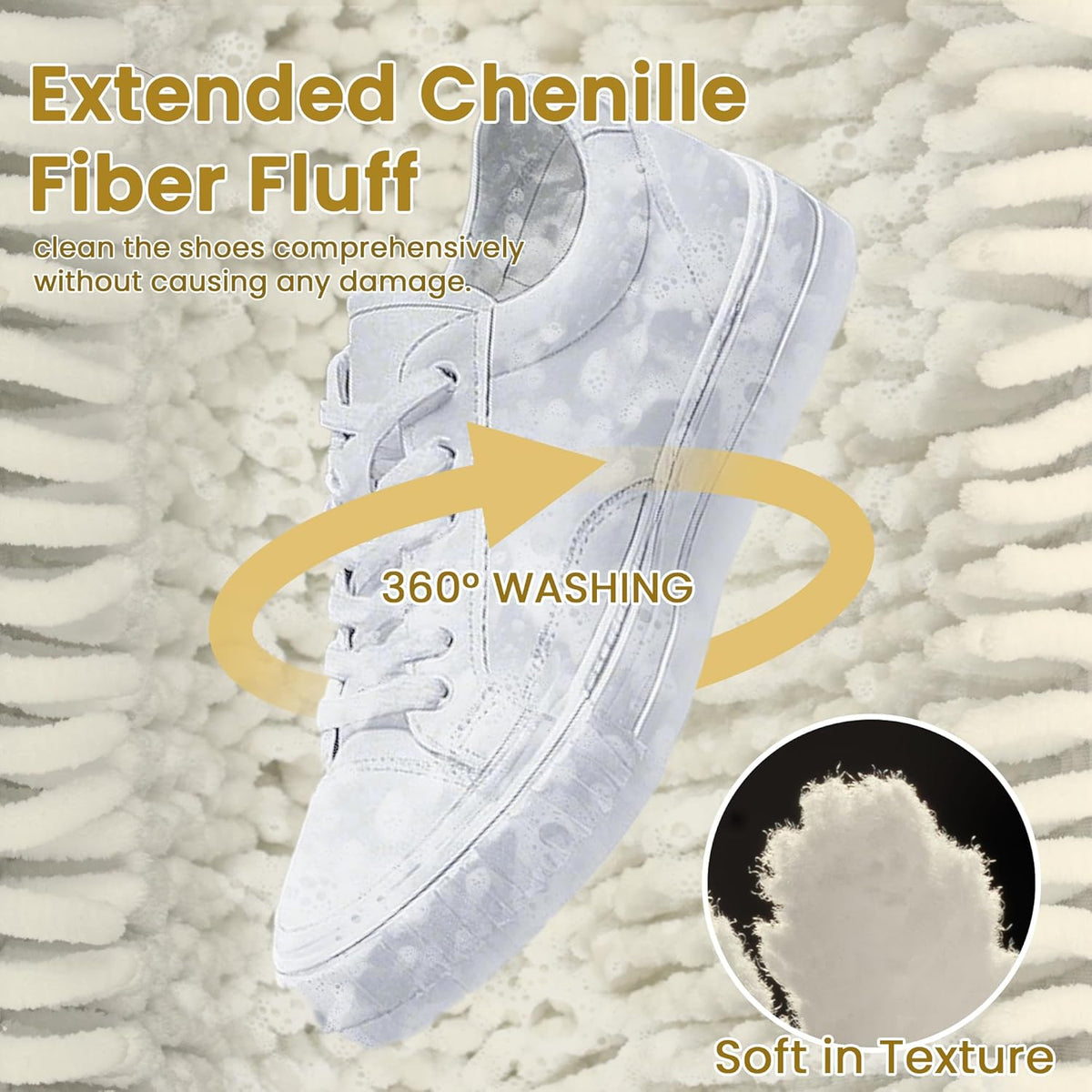 1pc Shoe Washing Machine Bag, Sneaker Laundry Bag for Washing Machine, Extra Long and Thick Microfibre Fluff, Reusable for Washer and Dryer (1pc, White)