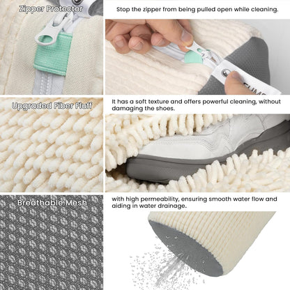 1pc Shoe Washing Machine Bag, Sneaker Laundry Bag for Washing Machine, Extra Long and Thick Microfibre Fluff, Reusable for Washer and Dryer (1pc, White)