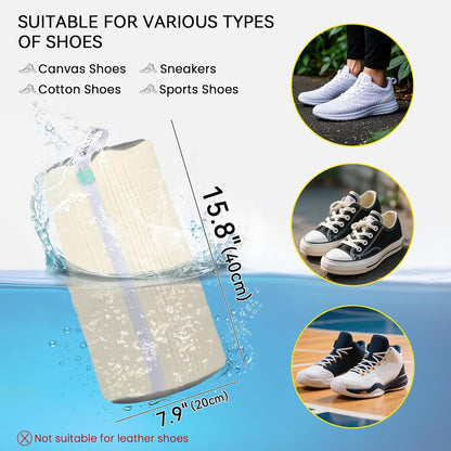 1pc Shoe Washing Machine Bag, Sneaker Laundry Bag for Washing Machine, Extra Long and Thick Microfibre Fluff, Reusable for Washer and Dryer (1pc, White)