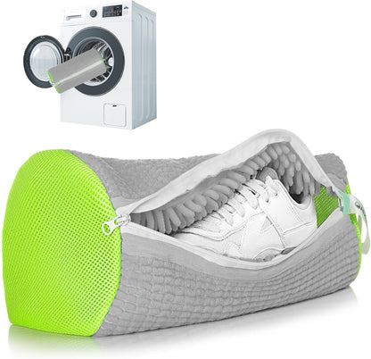 1pc Shoe Washing Machine Bag, Sneaker Laundry Bag for Washing Machine, Extra Long and Thick Microfibre Fluff, Reusable for Washer and Dryer (1pc, White)