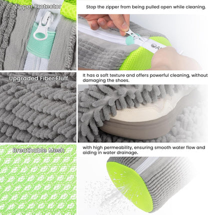1pc Shoe Washing Machine Bag, Sneaker Laundry Bag for Washing Machine, Extra Long and Thick Microfibre Fluff, Reusable for Washer and Dryer (1pc, White)