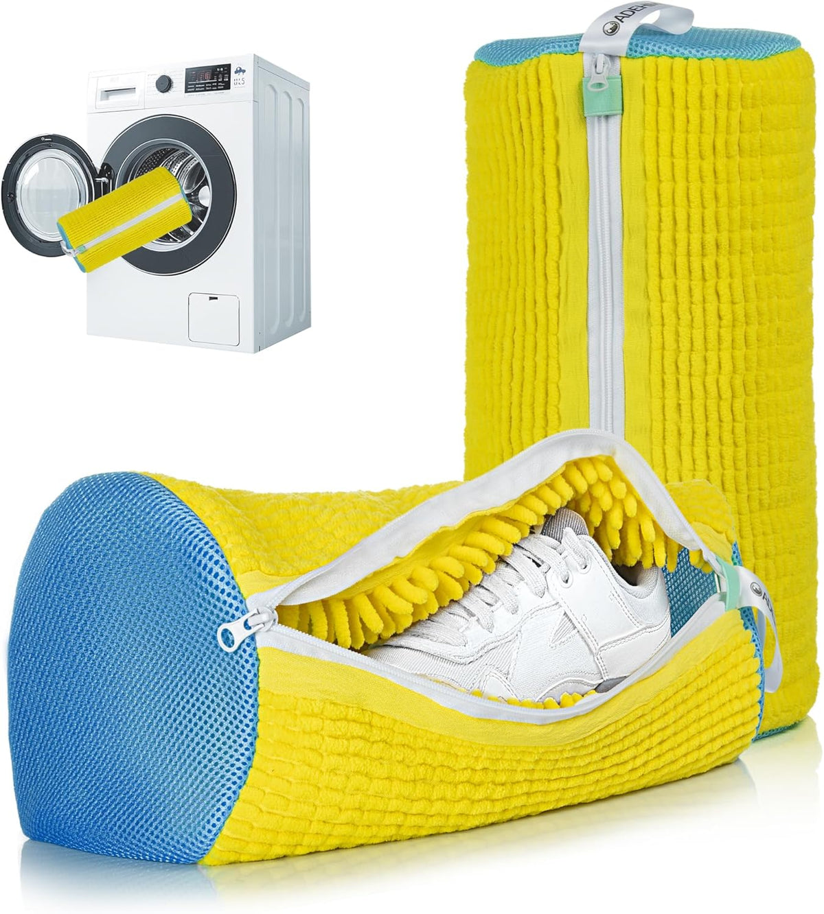 1pc Shoe Washing Machine Bag, Sneaker Laundry Bag for Washing Machine, Extra Long and Thick Microfibre Fluff, Reusable for Washer and Dryer (1pc, White)