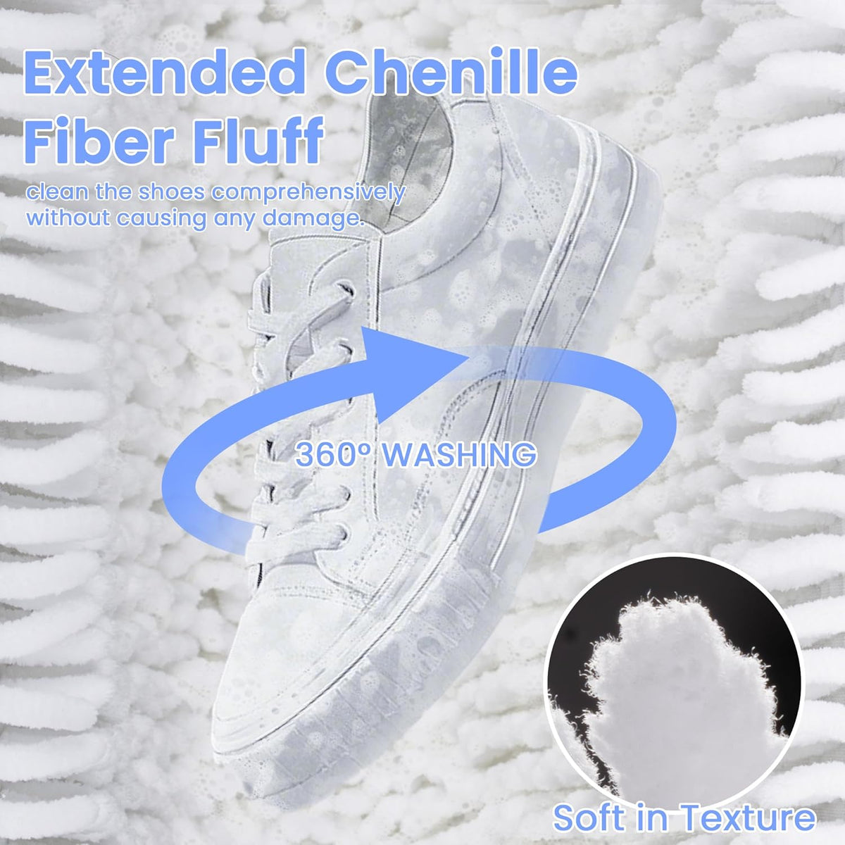 1pc Shoe Washing Machine Bag, Sneaker Laundry Bag for Washing Machine, Extra Long and Thick Microfibre Fluff, Reusable for Washer and Dryer (1pc, White)
