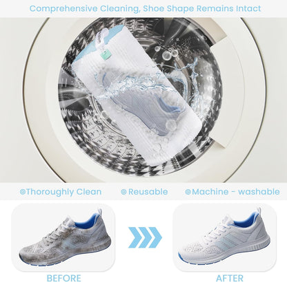 1pc Shoe Washing Machine Bag, Sneaker Laundry Bag for Washing Machine, Extra Long and Thick Microfibre Fluff, Reusable for Washer and Dryer (1pc, White)