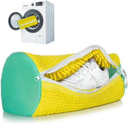1pc Shoe Washing Machine Bag, Sneaker Laundry Bag for Washing Machine, Extra Long and Thick Microfibre Fluff, Reusable for Washer and Dryer (1pc, White)