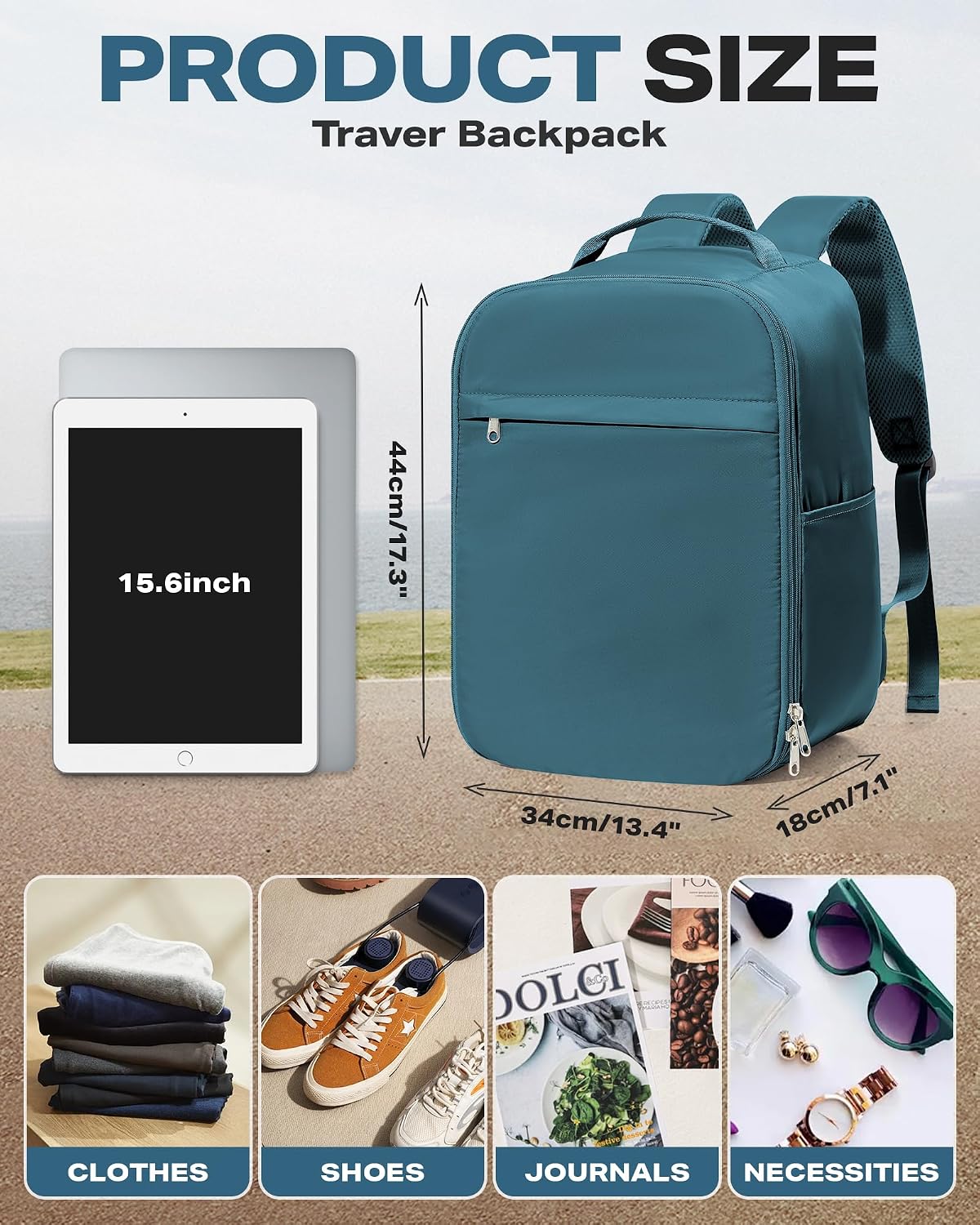 Airlines Approved Personal ltem Travel Bag,Carry on Backpack Large Travel Backpack 18x14x8 Weekender Bag for Men and Women,Water Resistant Lightweight Daypack for Flight 32L,Black