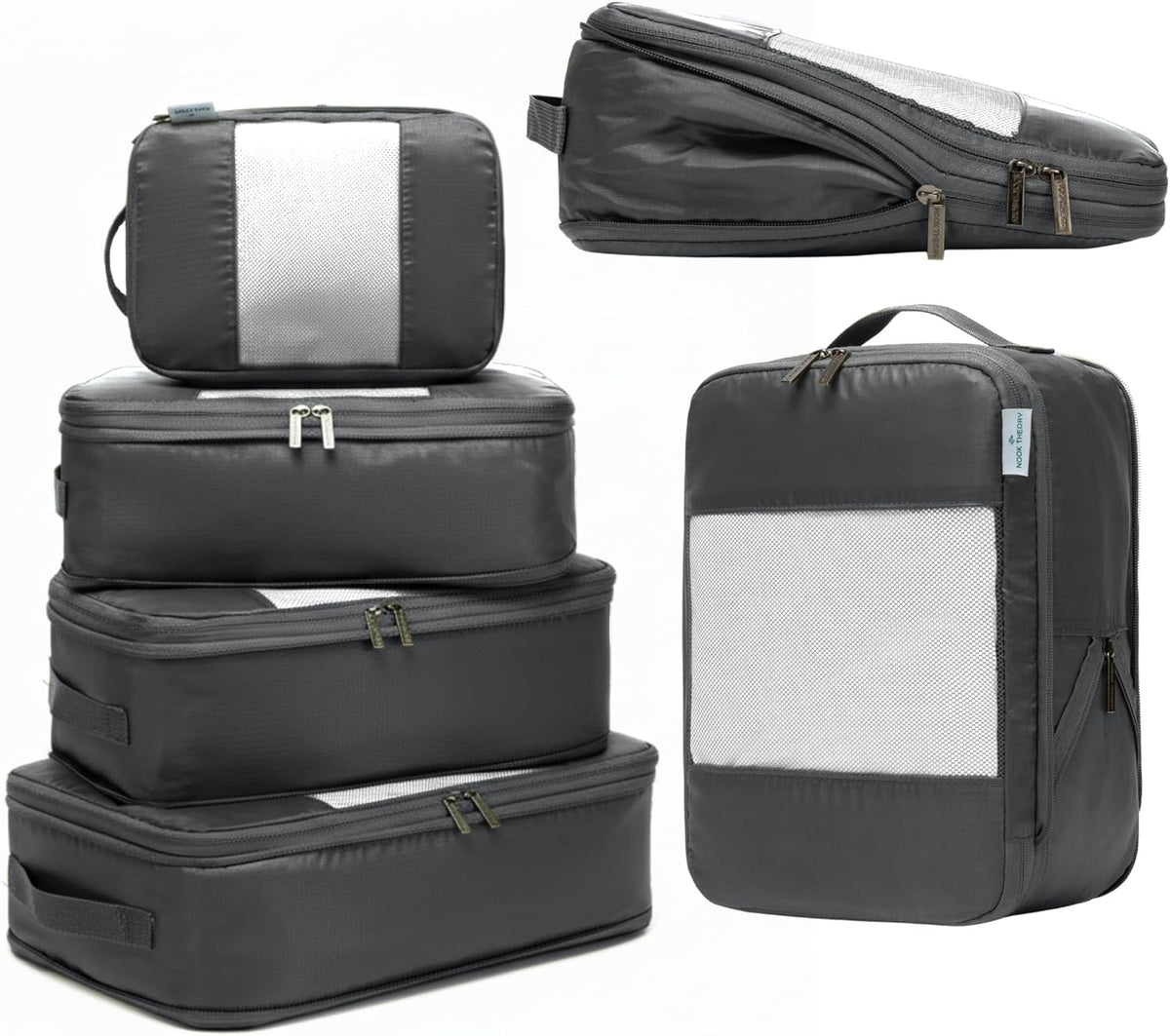 6-Pack Large Compression Packing Cubes for Travel - Lightweight Compression Packing Cube Set, Water-Resistant Luggage Organizer Bags & Suitcase Organizers, Travel Cubes for Carry-On, Checked Luggage