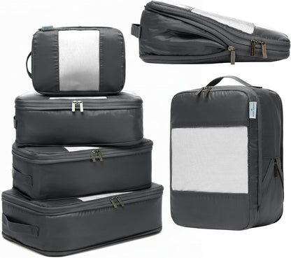6-Pack Large Compression Packing Cubes for Travel - Lightweight Compression Packing Cube Set, Water-Resistant Luggage Organizer Bags & Suitcase Organizers, Travel Cubes for Carry-On, Checked Luggage