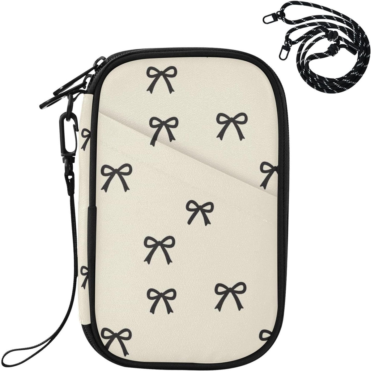 Travel Document Organizer 8.26×5.51×1.18 In | Scratch Resistant Polyester Pen Loop Multi-Way Carry for Men Women Travel Bold Bows