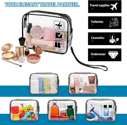 Clear Toiletry Bag, 2 Packs TSA Approved Water resistant Quart Size Travel Organizer, Waterproof & Leakproof Airline Travel Essential Carry On Makeup Cosmetic Bags for Liquids, Black