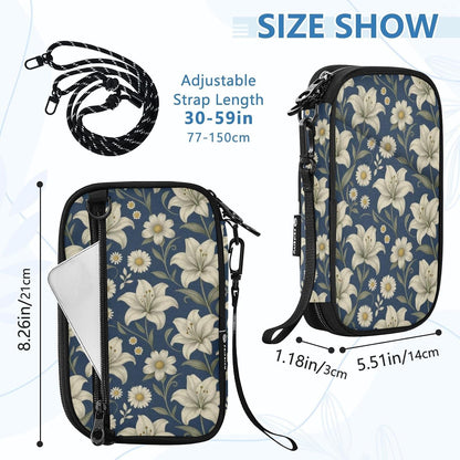Travel Doc Organizer 8.26×5.51×1.18 In | Polyester Oxford Sturdy Shape Multi-Way Carry for Men Women Travel Indigo Lily